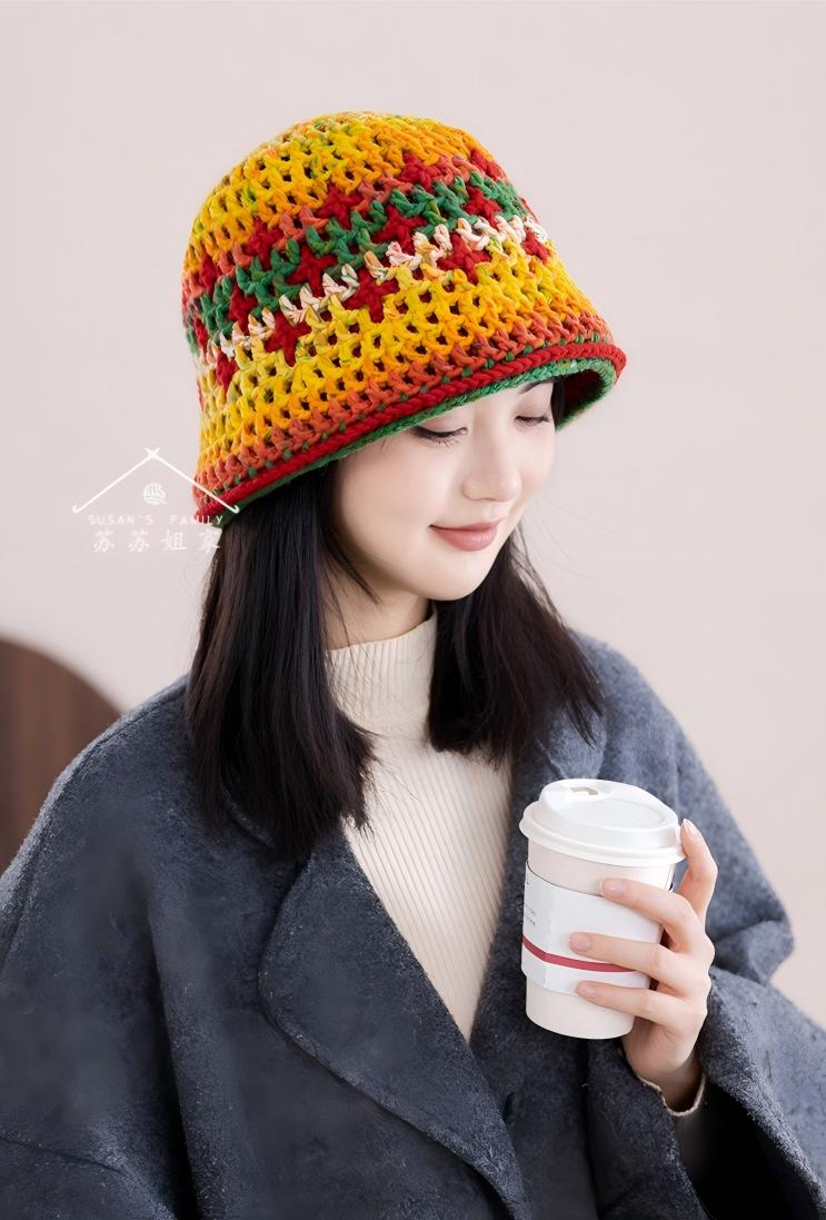 Star Check Bucket Hat Crochet Pattern