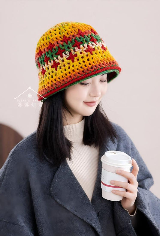 Star Check Bucket Hat Crochet Kit
