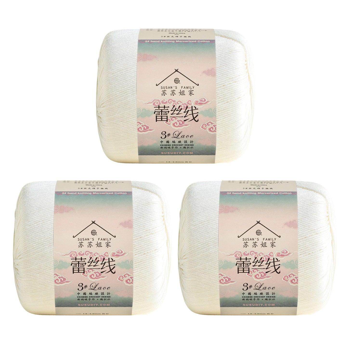 Susan's Family 3# Lace Yarn 3 Packs 【US Warehouse】