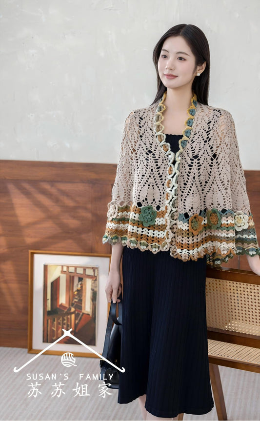 Floral Leaf Shawl Crochet Pattern