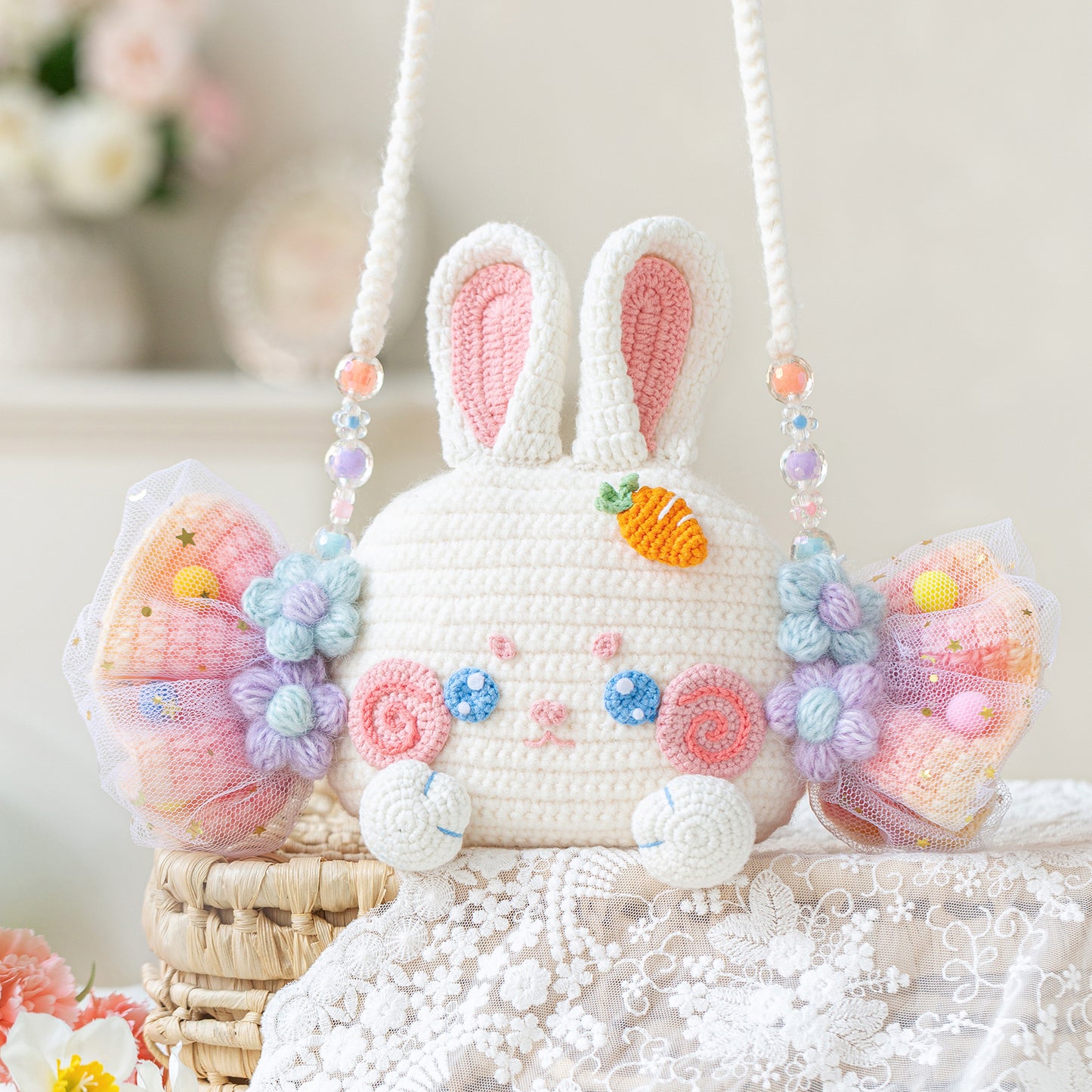 Candy Mini Shoulder Bag Crochet Yarn Kit | Kitty & Bunny Style|  Susan's Family