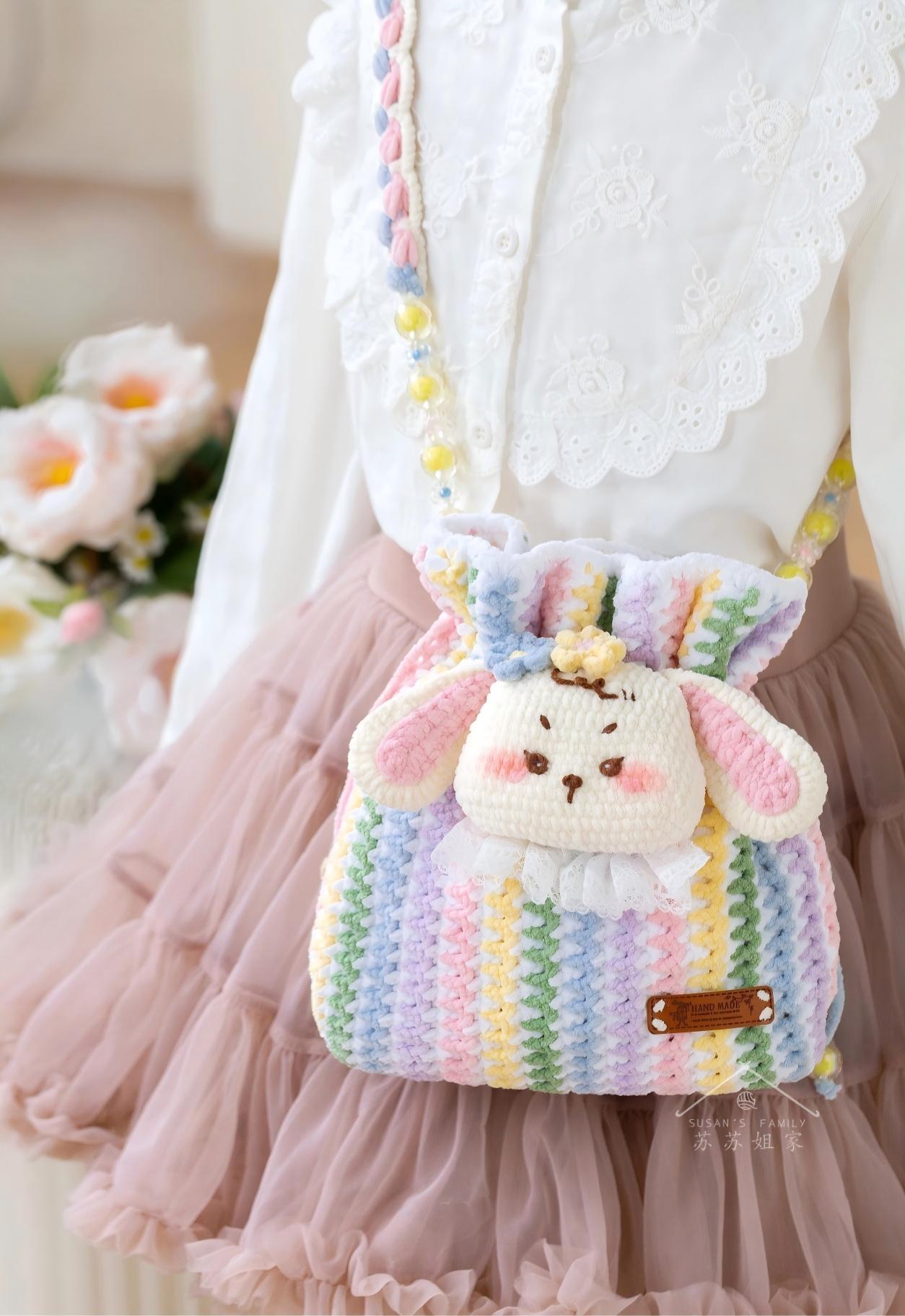 Rainbow Drawstring Bag Crochet Kit