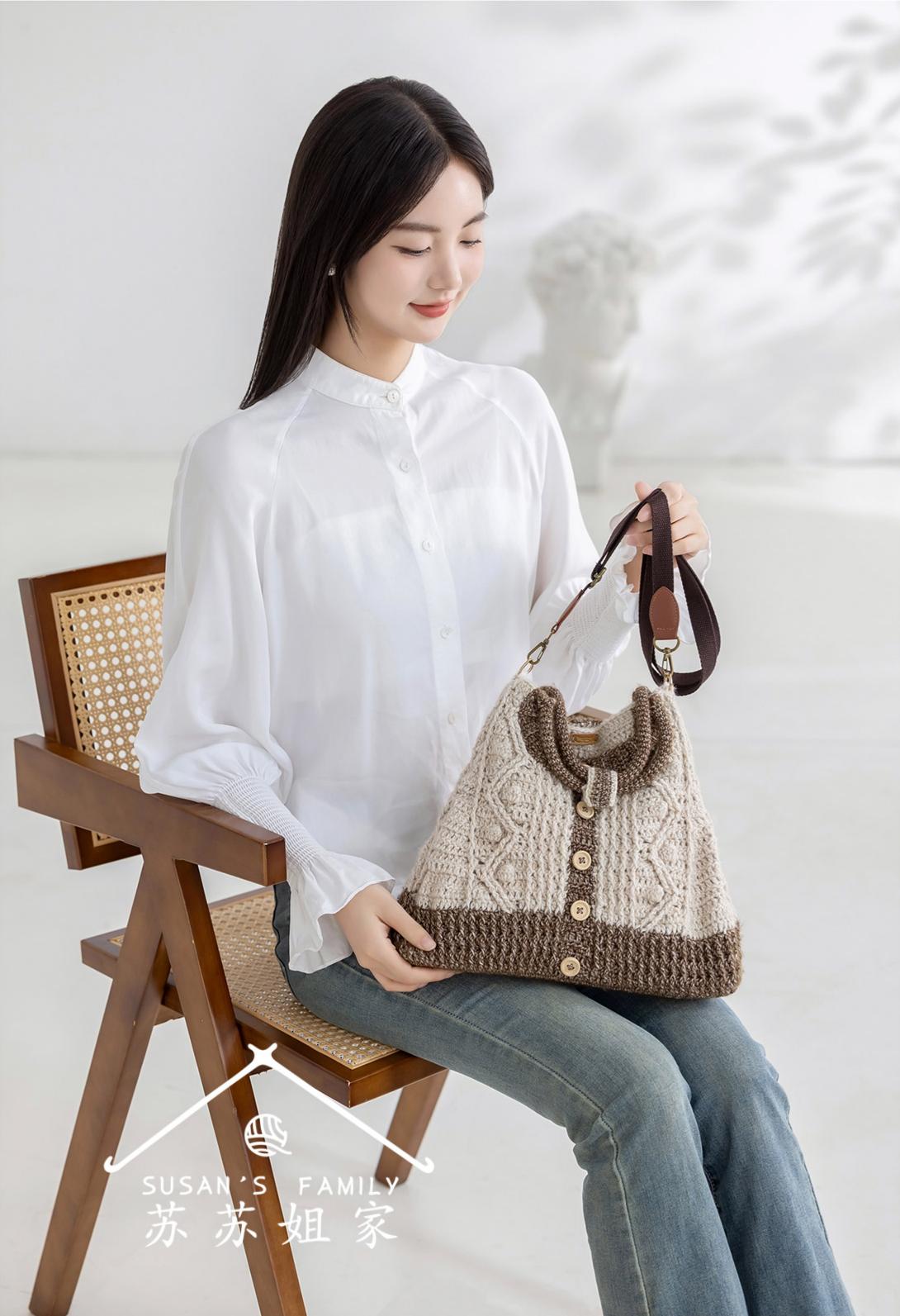 ケーブル編みバッグ／デニム風バッグ キット – Susan's Family Crochet