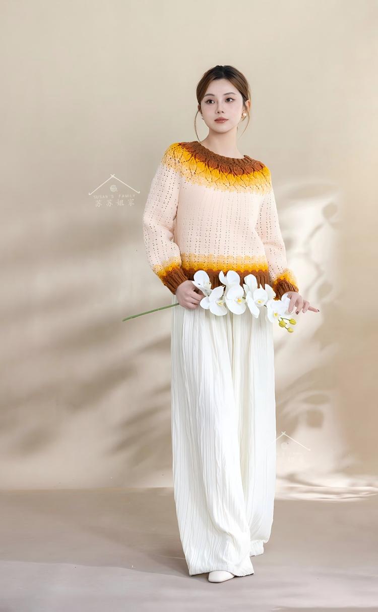 Leaf Yoke Sweater Crochet Pattern