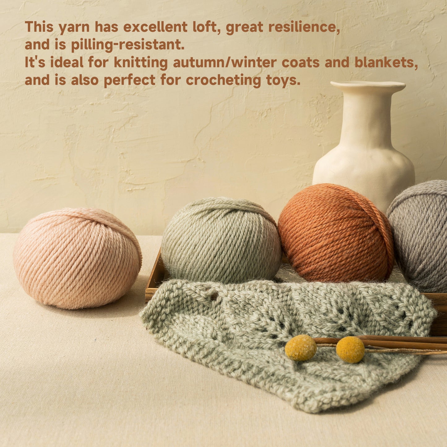 Morandi 8# Wool Yarn 4 Packs 【US Warehouse】