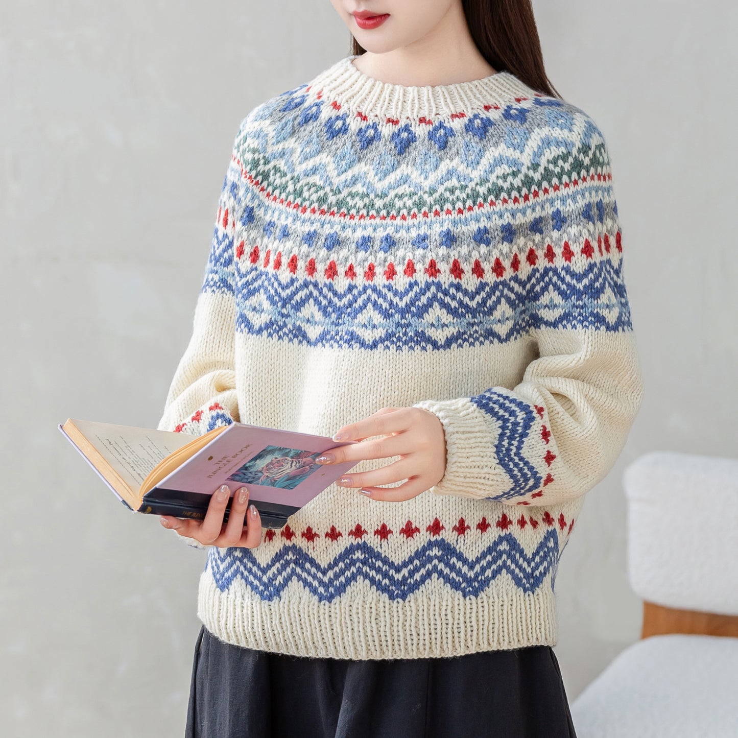 Icelandic Yoke Sweater Knit Yarn Kit | Nordic Aesthetics Series | Susan's Family
