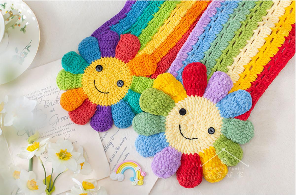 Rainbow Daisy Scarf Crochet Kit