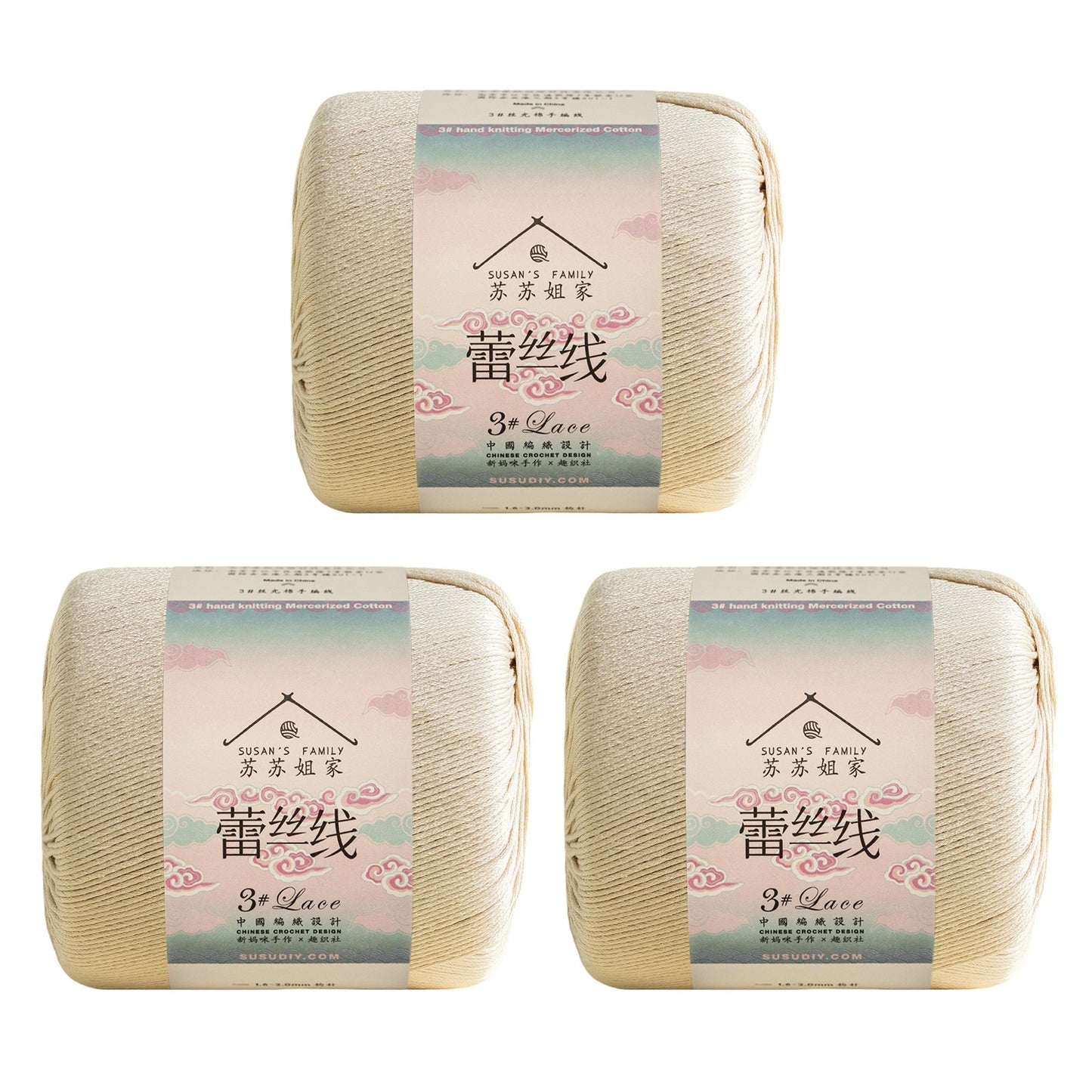 Susan's Family 3# Lace Yarn 3 Packs 【US Warehouse】
