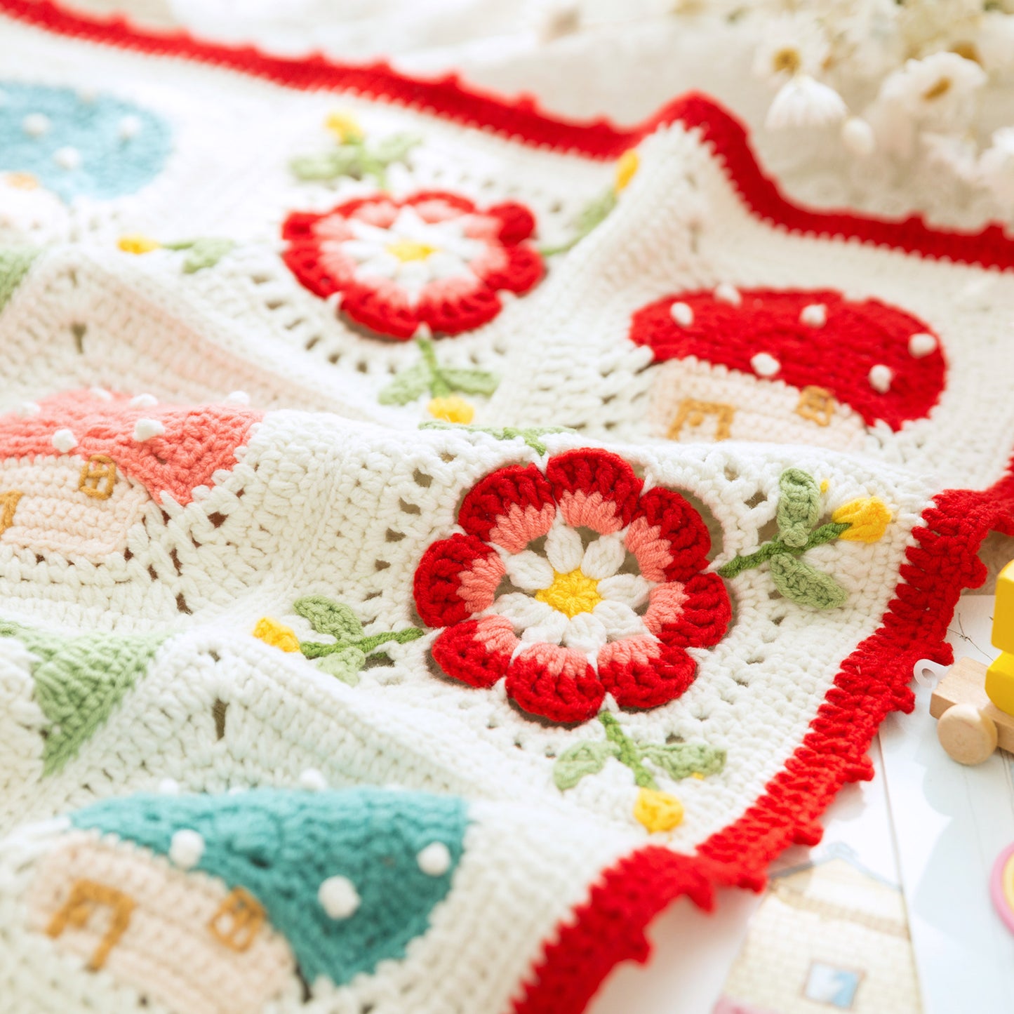 Cabin and Car Patchwork Blanket Crochet Yarn Kit | Susan's Family