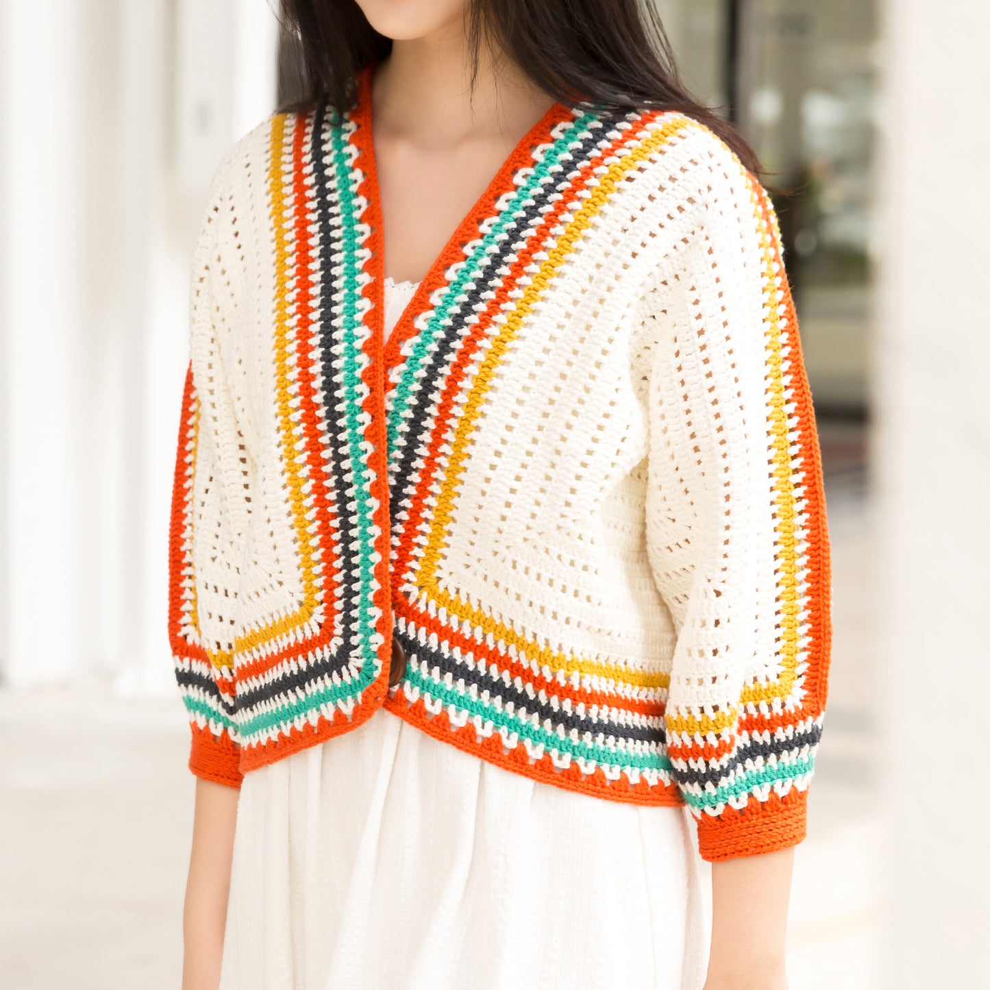 Stylish Striped Cardigan Crochet Yarn Kit | Transetter Series | Susan's Family