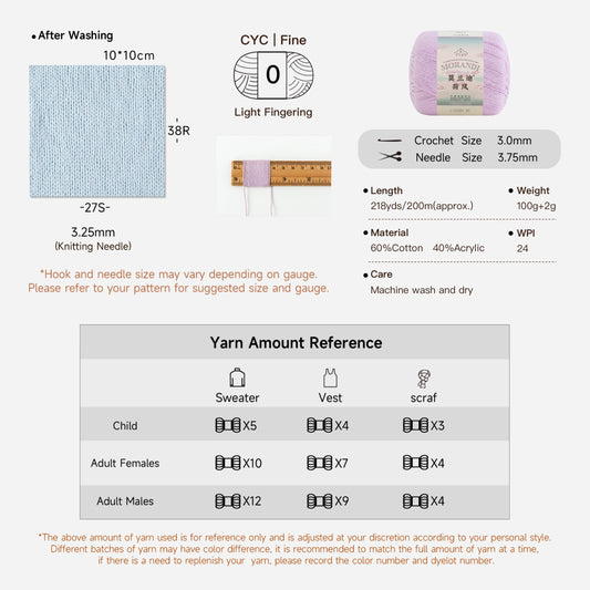 Susan's Family Molandi Flax Lace Yarn 2 Packs 【US Warehouse】