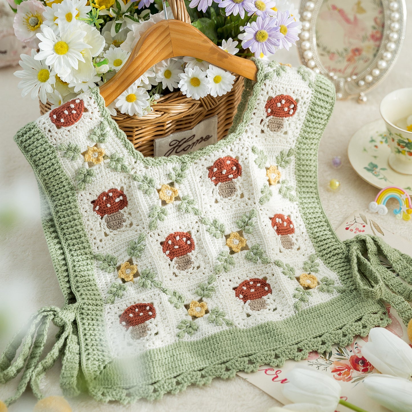 Mushroom Patchwork Vest Crochet Yarn Kit | Forest Series | Susan's Family