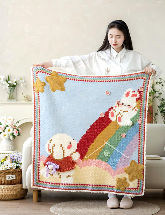 Rainbow Bunny Blanket Crochet Pattern