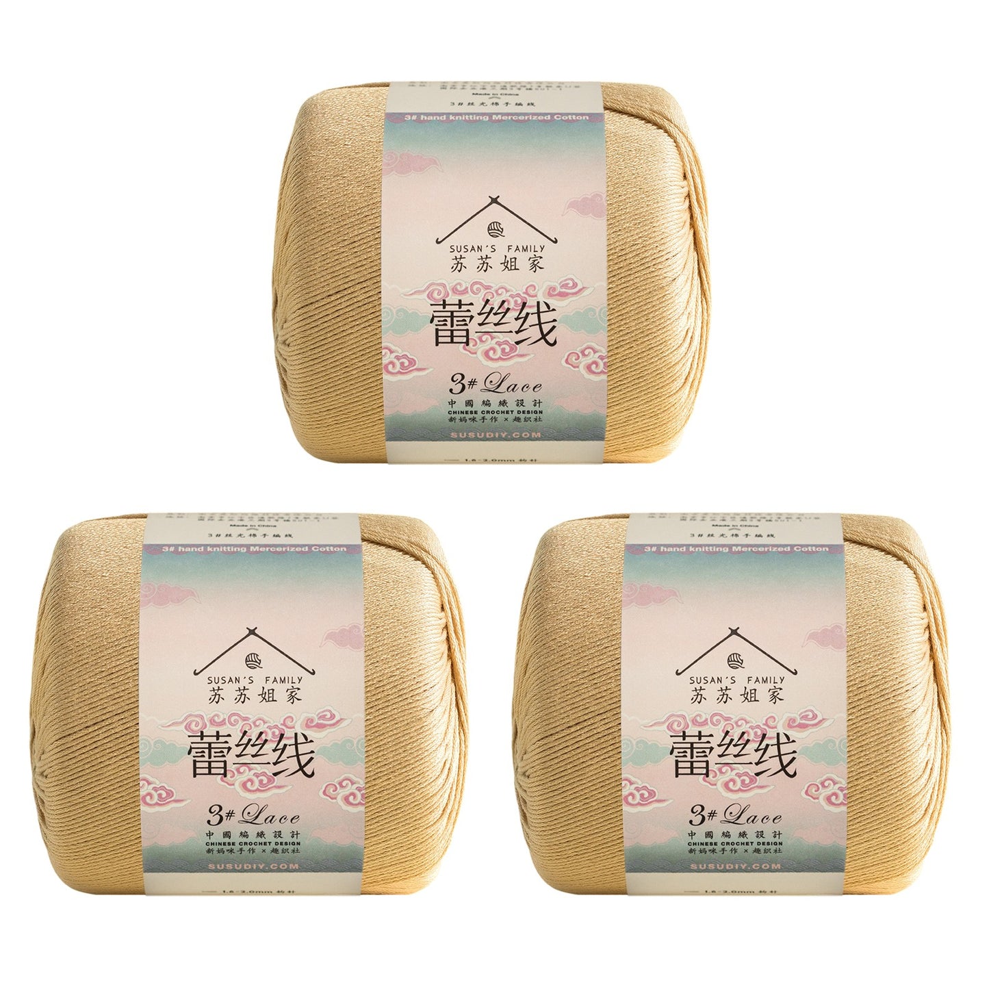 Susan's Family 3# Lace Yarn 3 Packs 【US Warehouse】