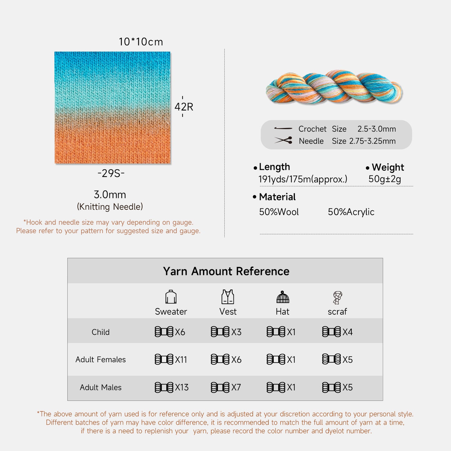 Monet Impression Yarn 2 pack- 50% Wool 50% Acrylic【US Warehouse】