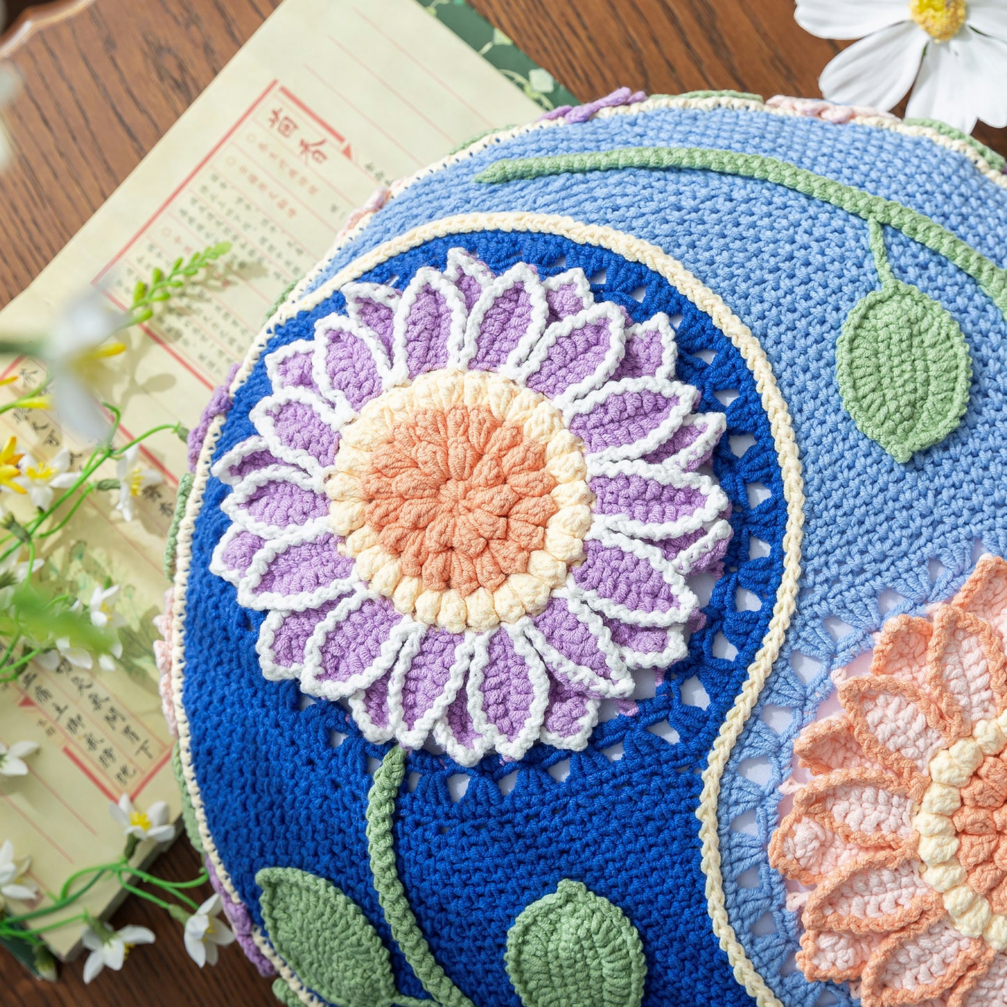 Sunflower Pillow Cover Crochet Yarn Kit | Susan's Family Crochet Kit for Beginners, Starter Easy Learn w Pattern & Video Tutorials