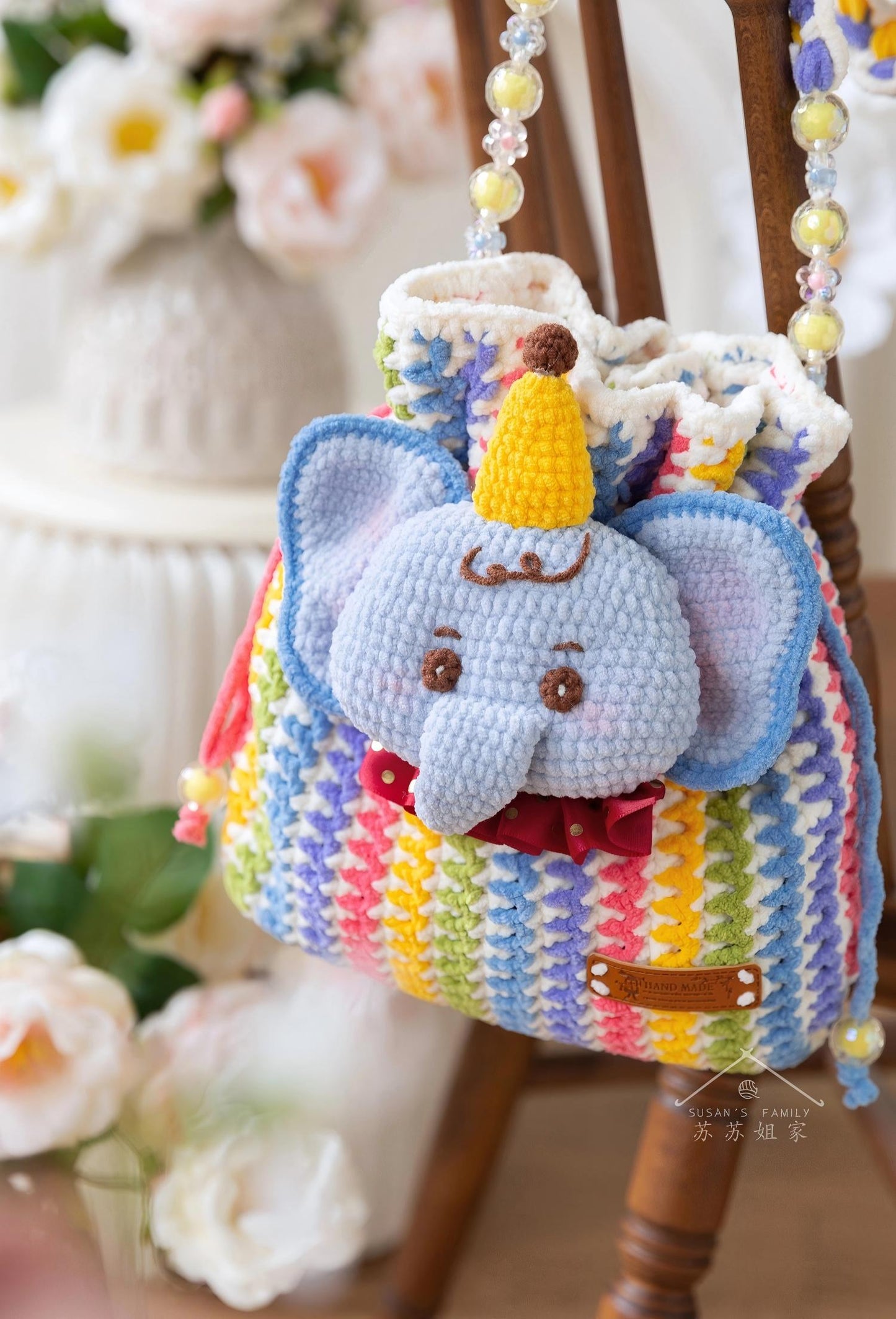Rainbow Drawstring Bag Crochet Kit
