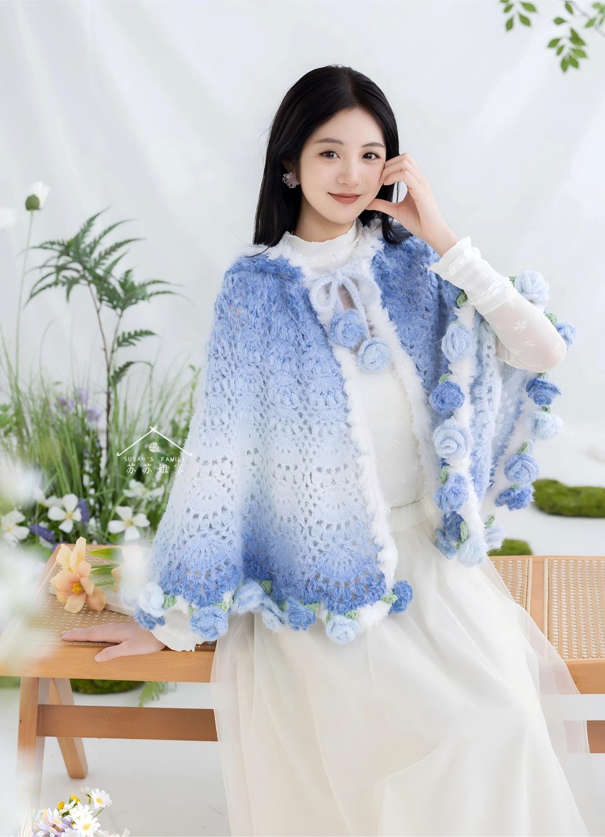 Ombre Floral Cape Crochet Pattern