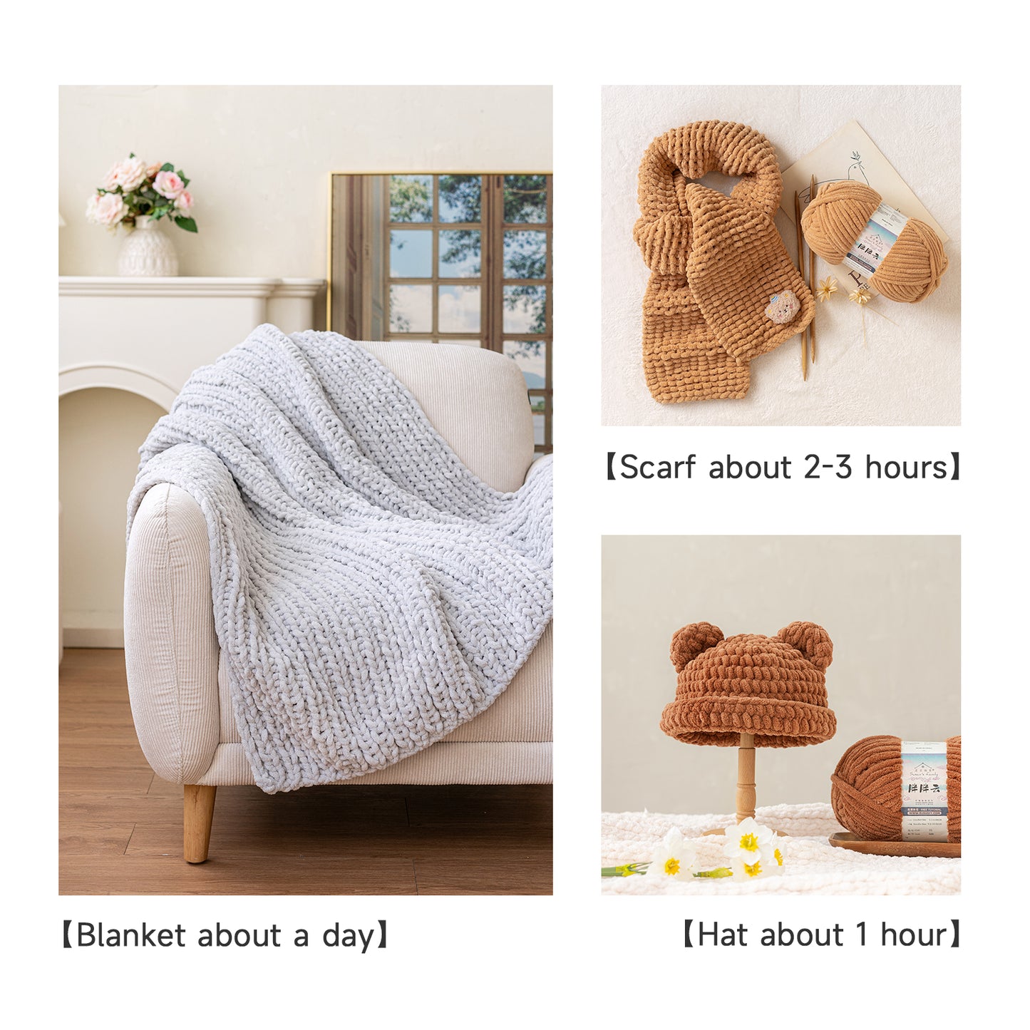 Susan's Family 100% Polyester Yarn CloudPlus 2 Packs 【US Warehouse】
