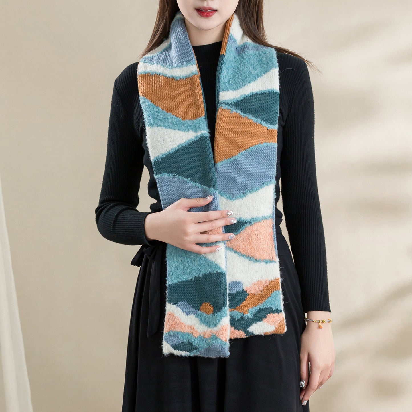 View Mountains Scarf Knitting Yarn Kit | "Shi, Ci, Fu" Series | Susan's Family