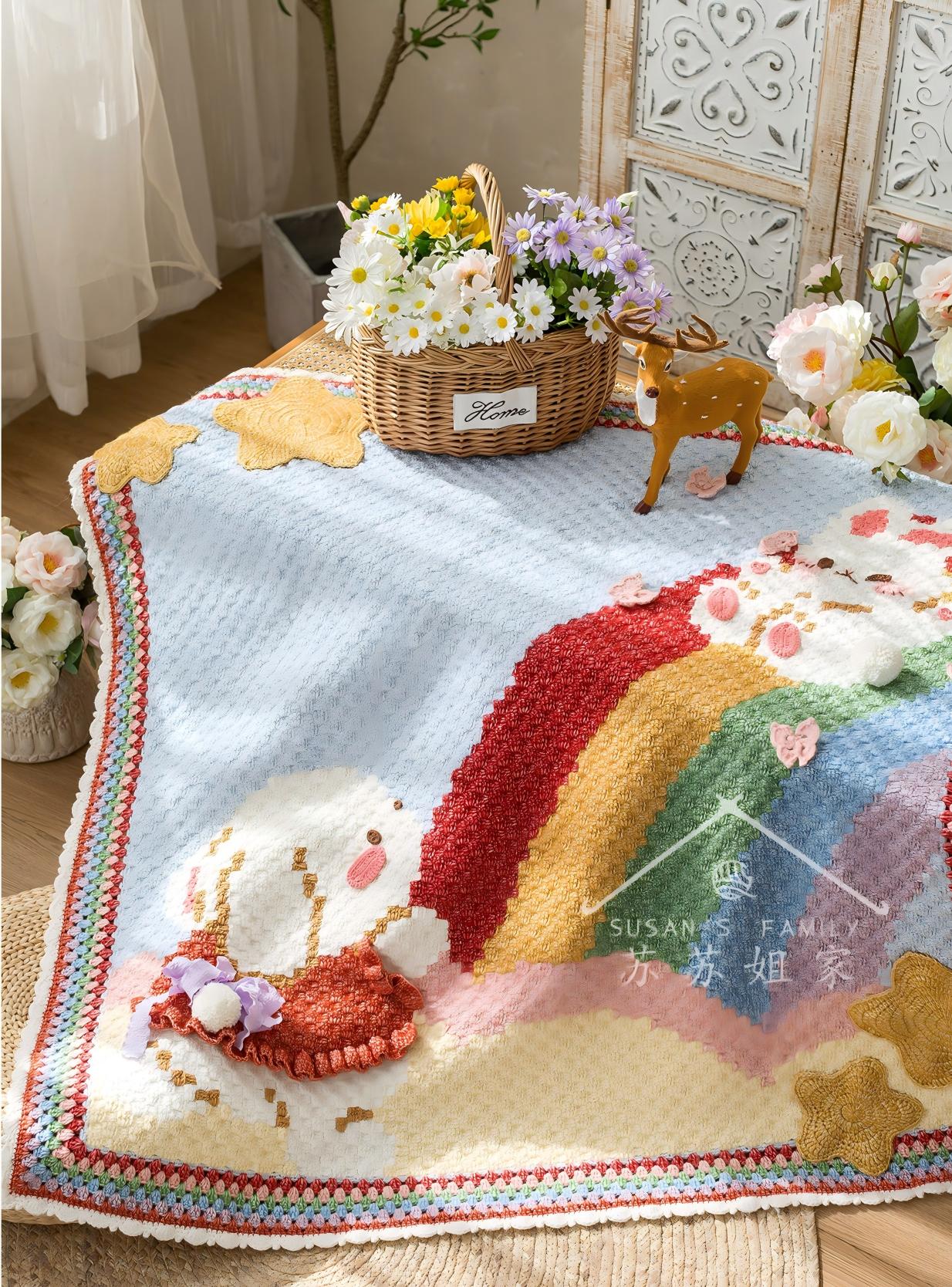 Rainbow Bunny Blanket Crochet Pattern