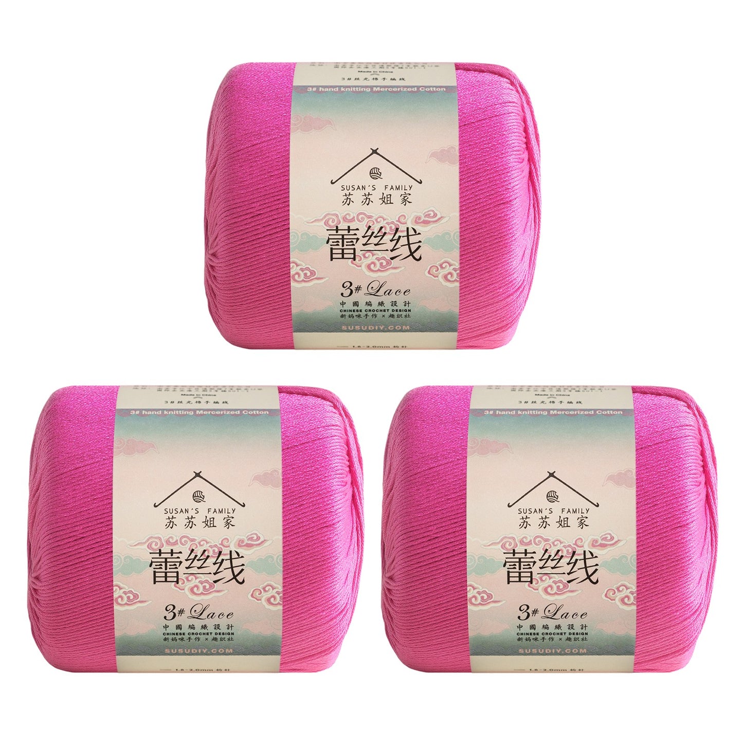 Susan's Family 3# Lace Yarn 3 Packs 【US Warehouse】