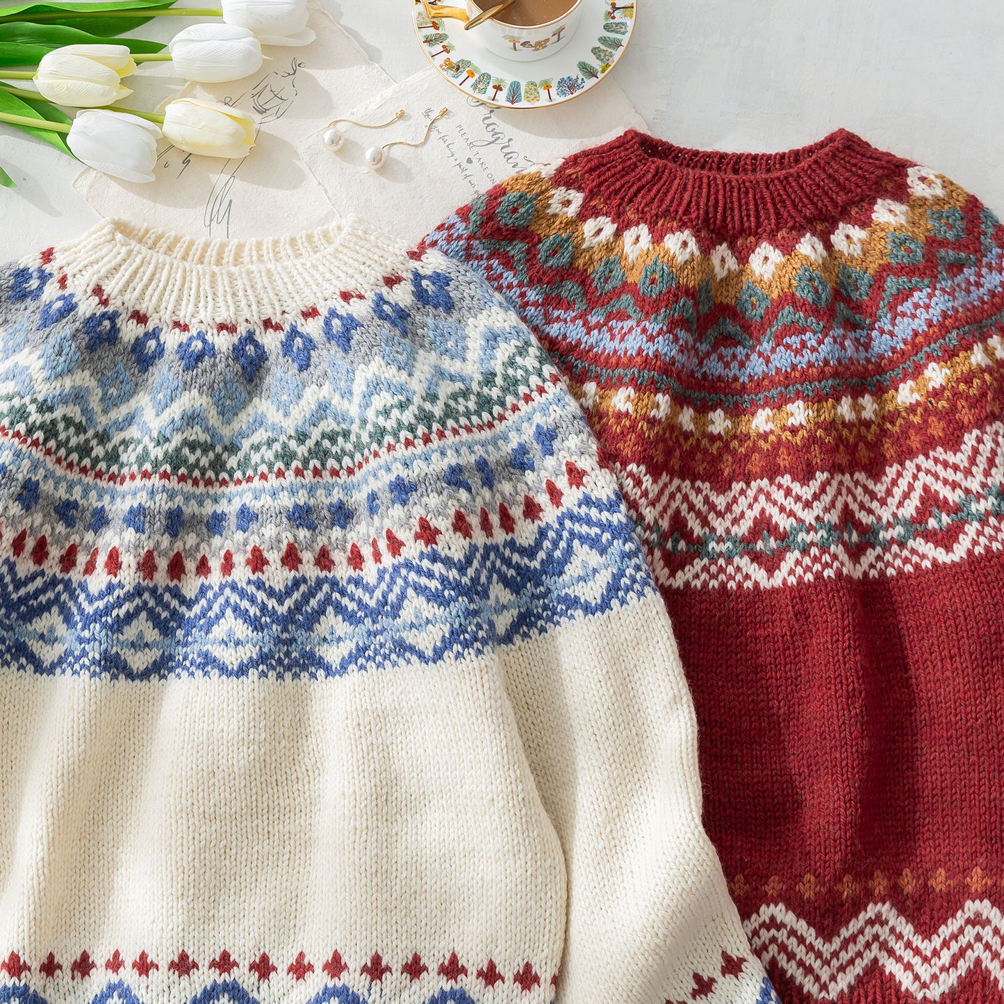 Icelandic Yoke Sweater Knit Yarn Kit | Nordic Aesthetics Series | Susan's Family