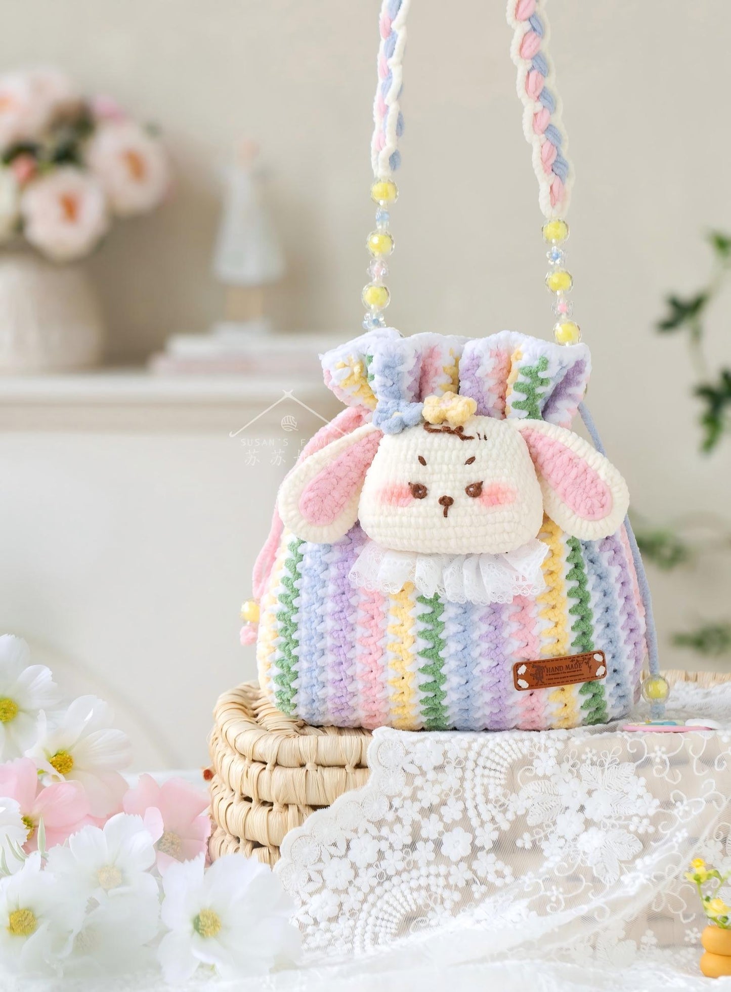 Rainbow Drawstring Bag Crochet Kit