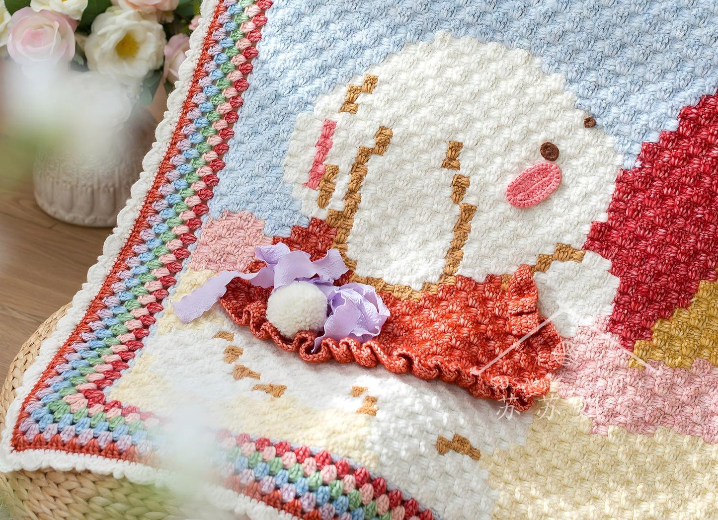 Rainbow Bunny Blanket Crochet Pattern
