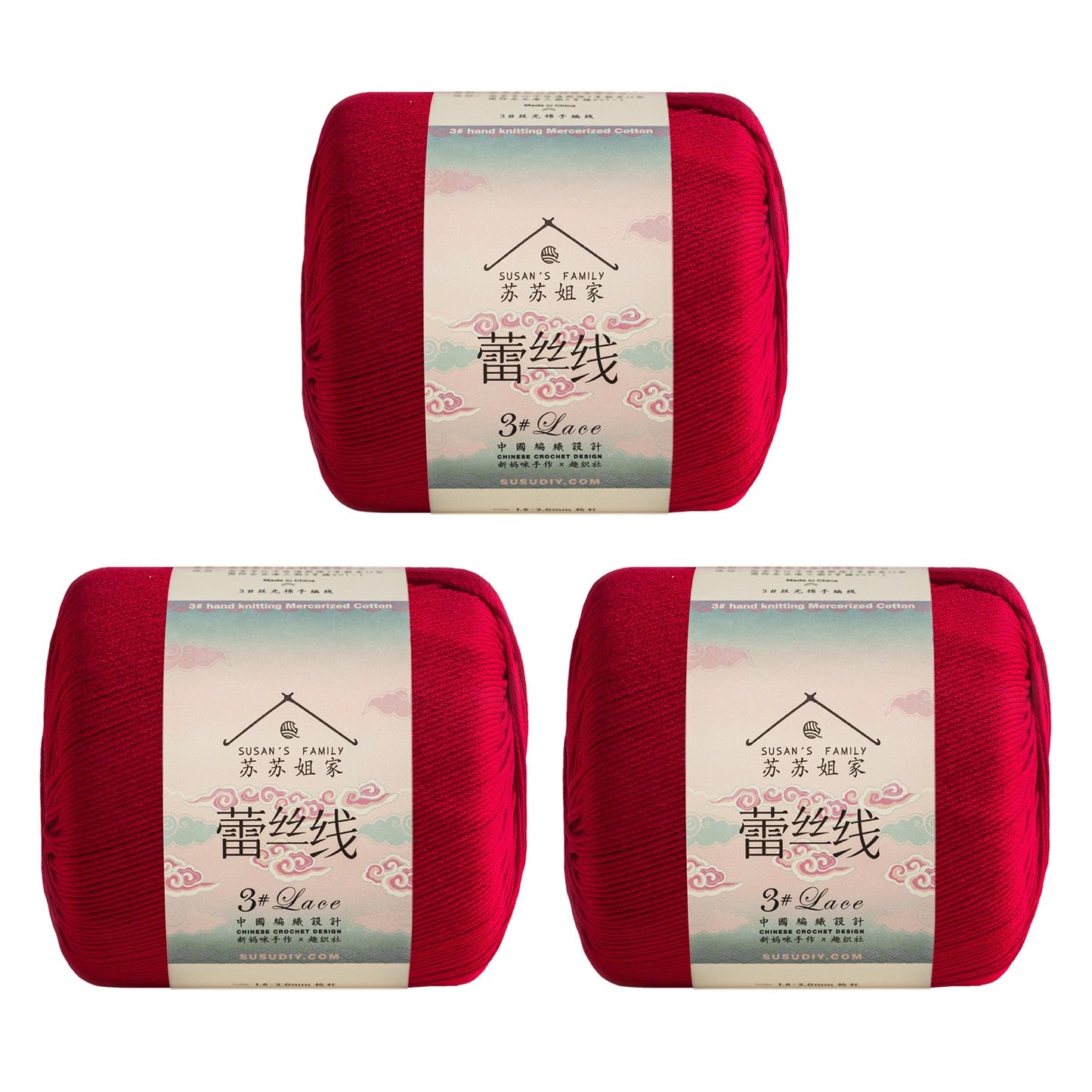Susan's Family 3# Lace Yarn 3 Packs 【US Warehouse】
