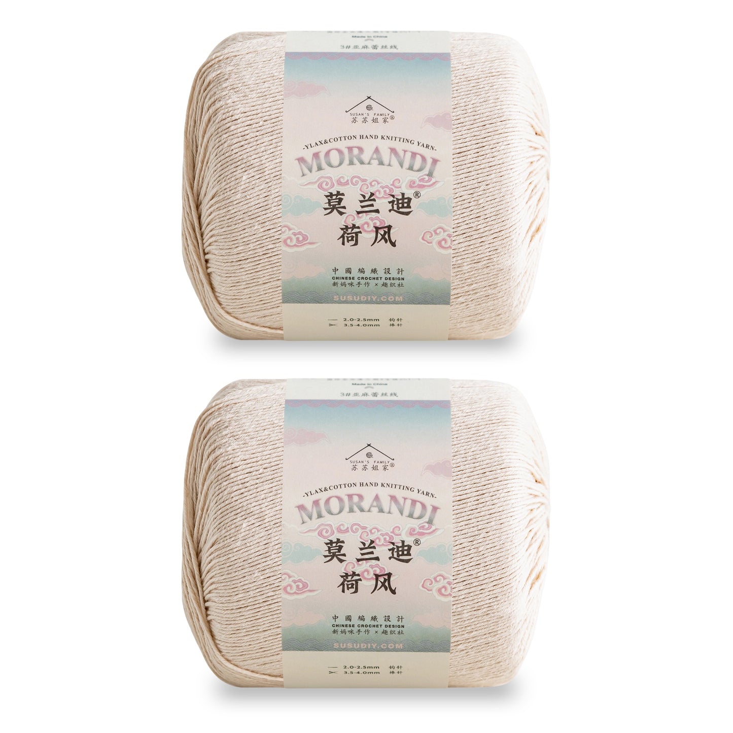 Susan's Family Molandi Flax Lace Yarn 2 Packs 【US Warehouse】