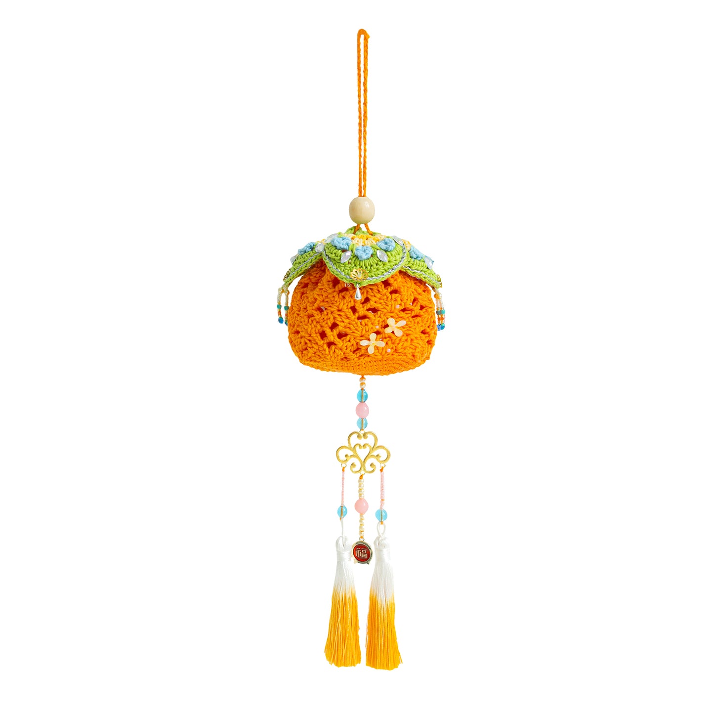 Lucky Persimmon Pouch Crochet Yarn Kit | Chinese Aesthetics Series | Susan's Family