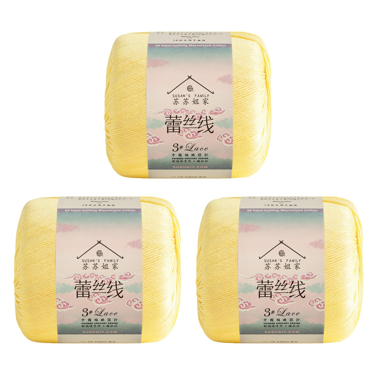Susan's Family 3# Lace Yarn 3 Packs 【US Warehouse】