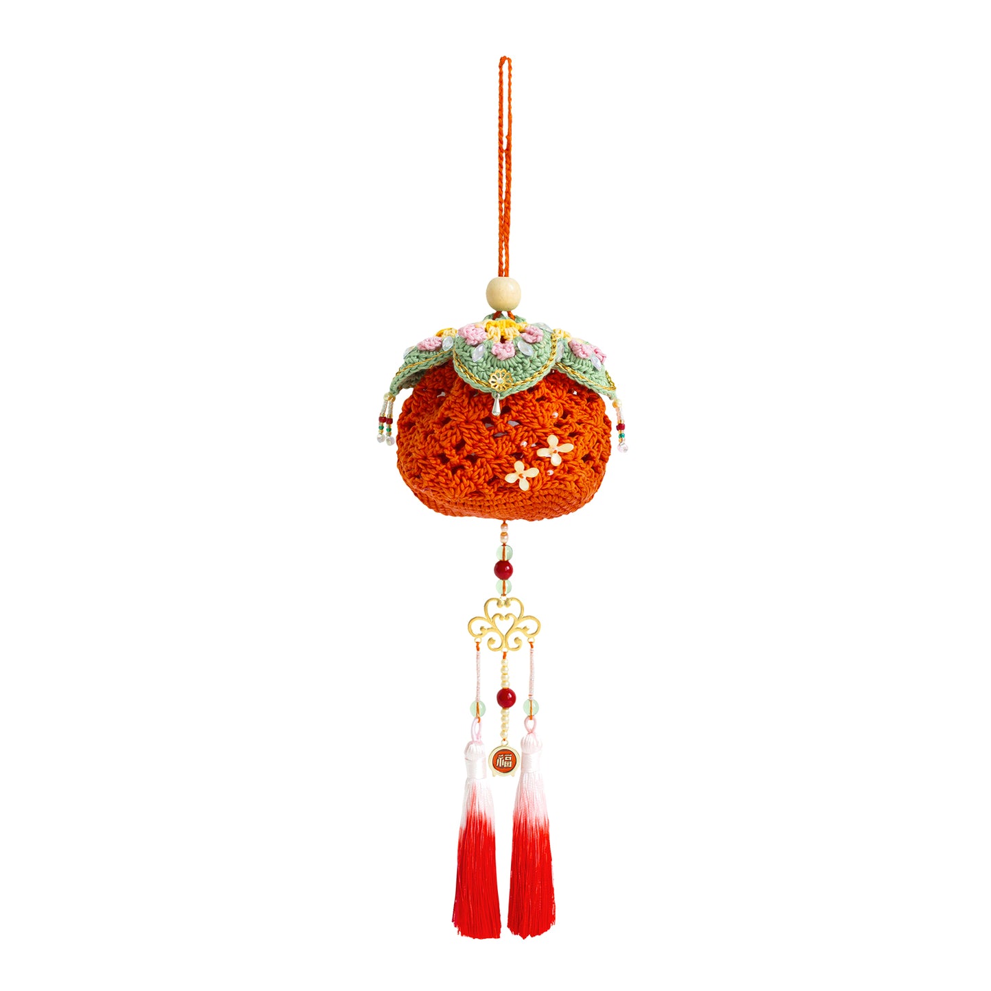 Lucky Persimmon Pouch Crochet Yarn Kit | Chinese Aesthetics Series | Susan's Family