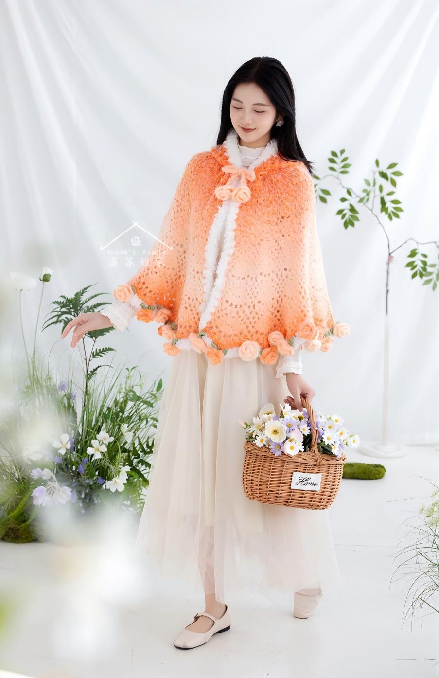Ombre Floral Cape Crochet Pattern