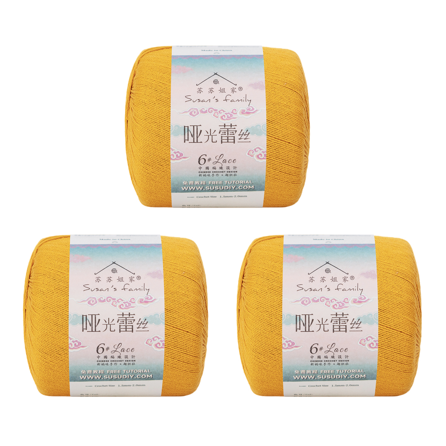#6 Matte Cotton Lace Yarn  3 Pack【US Warehouse】