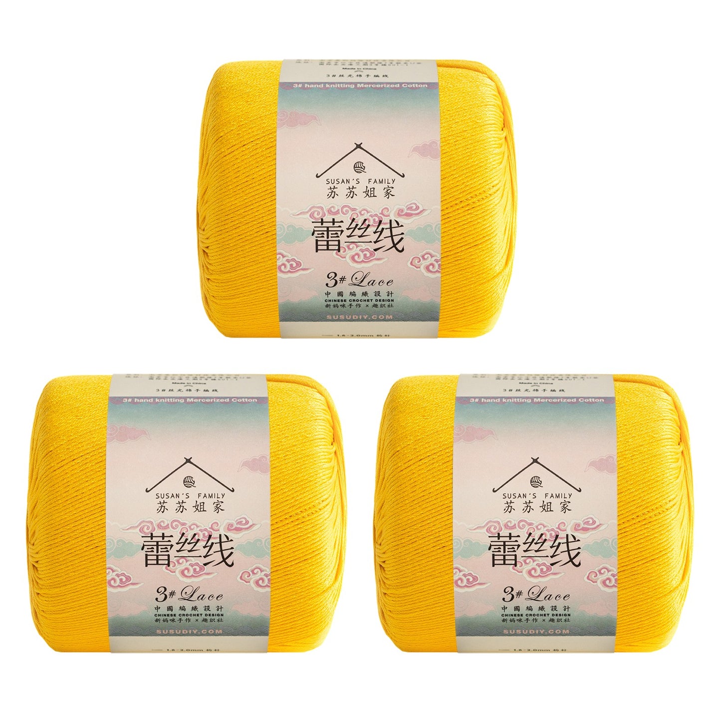 Susan's Family 3# Lace Yarn 3 Packs 【US Warehouse】