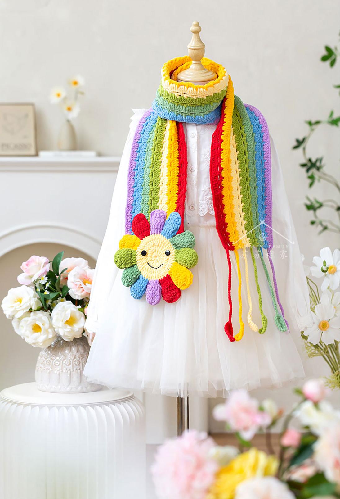 Rainbow Daisy Scarf Crochet Kit