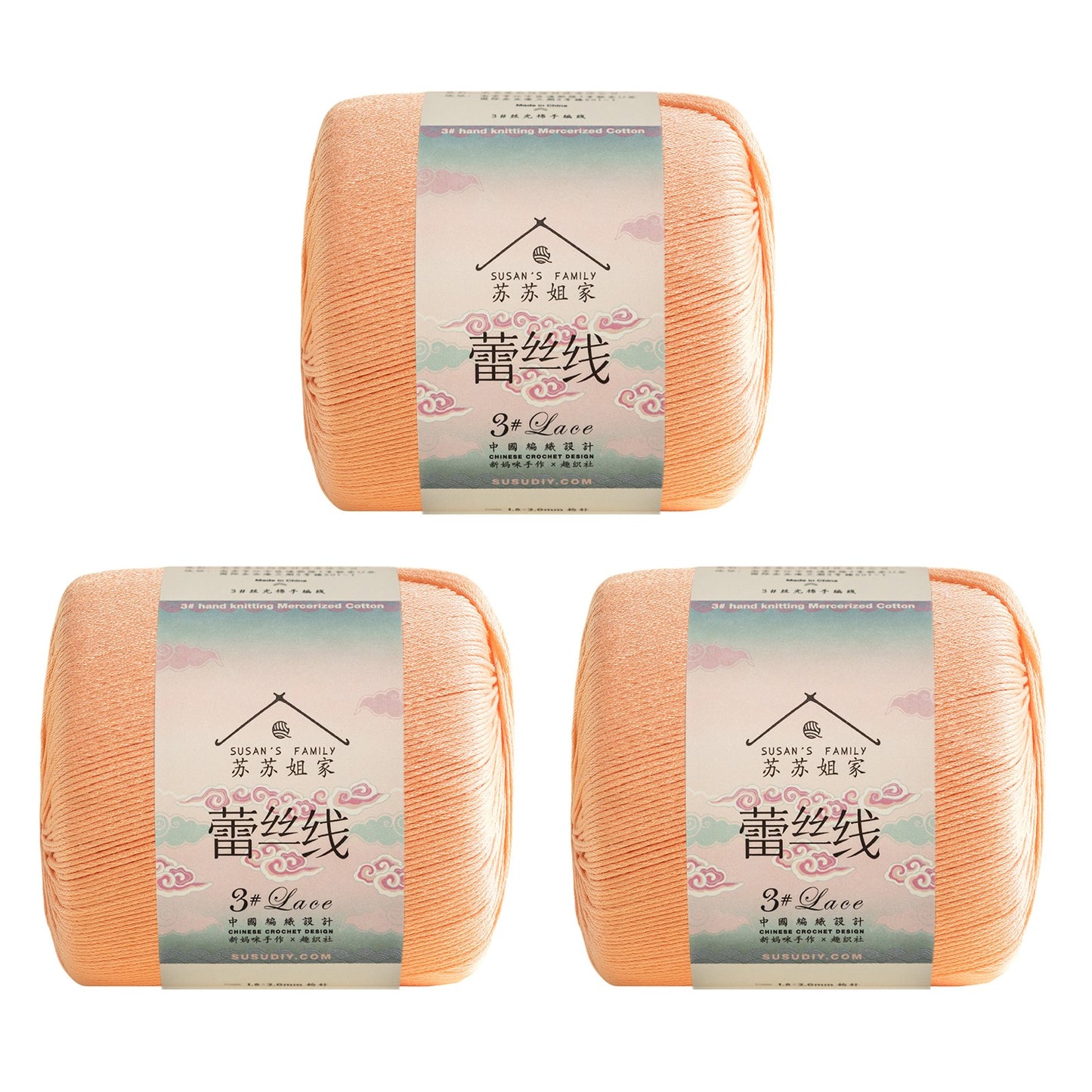 Susan's Family 3# Lace Yarn 3 Packs 【US Warehouse】