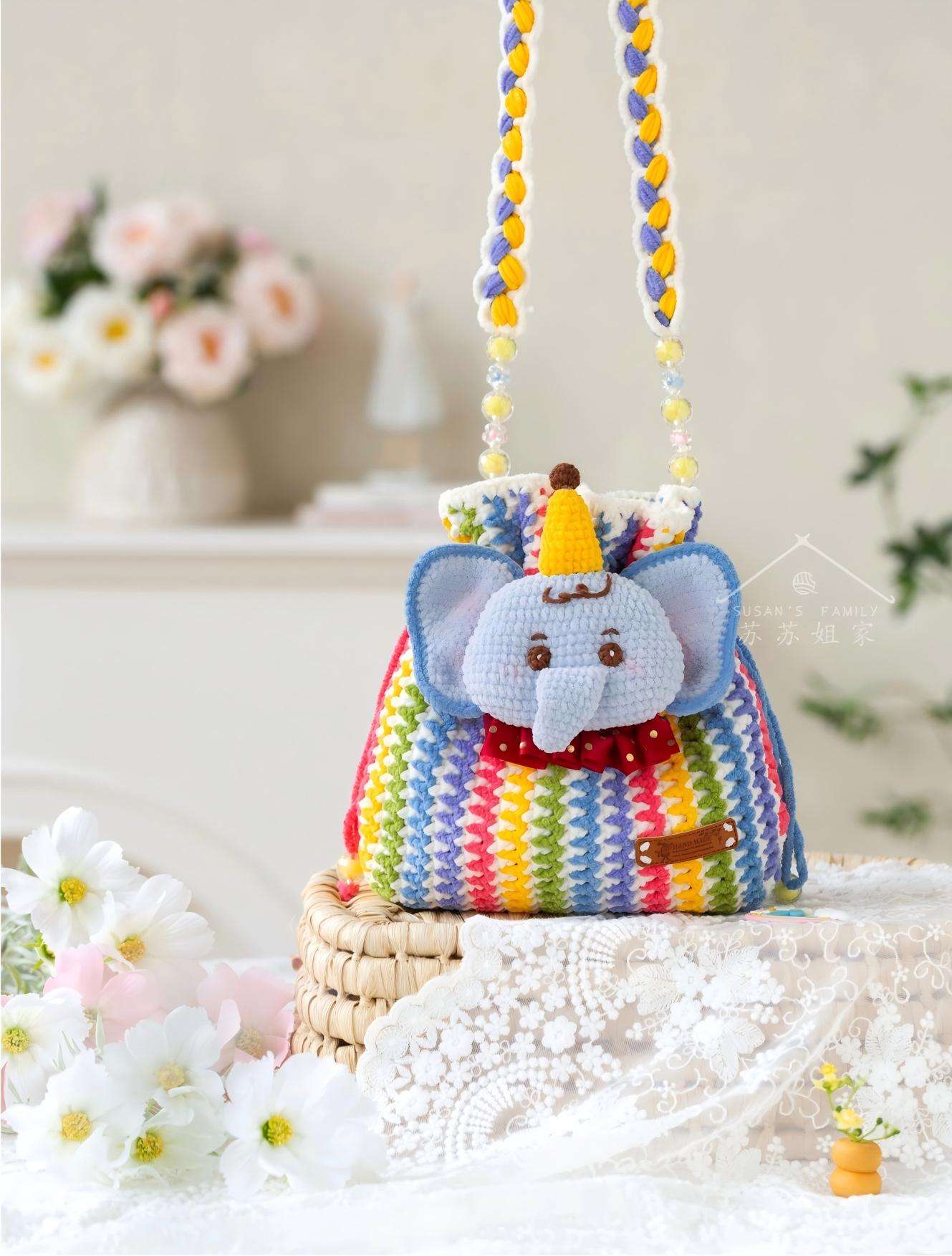 Rainbow Drawstring Bag Crochet Kit