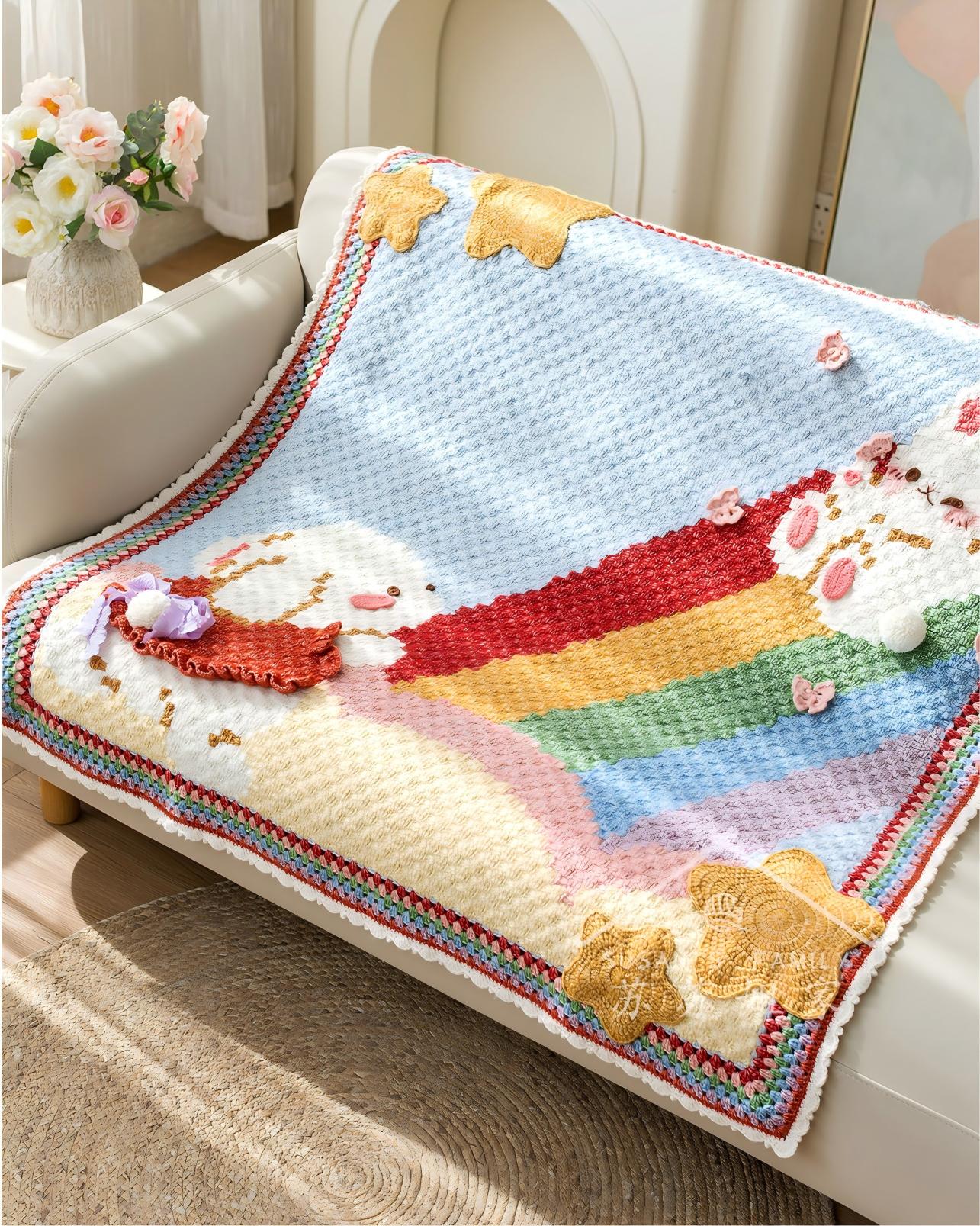 Rainbow Bunny Blanket Crochet Pattern