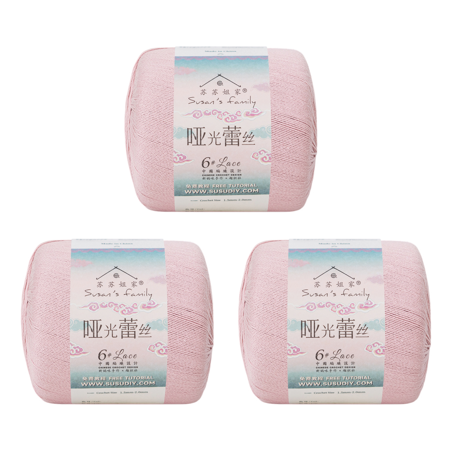 #6 Matte Cotton Lace Yarn  3 Pack【US Warehouse】