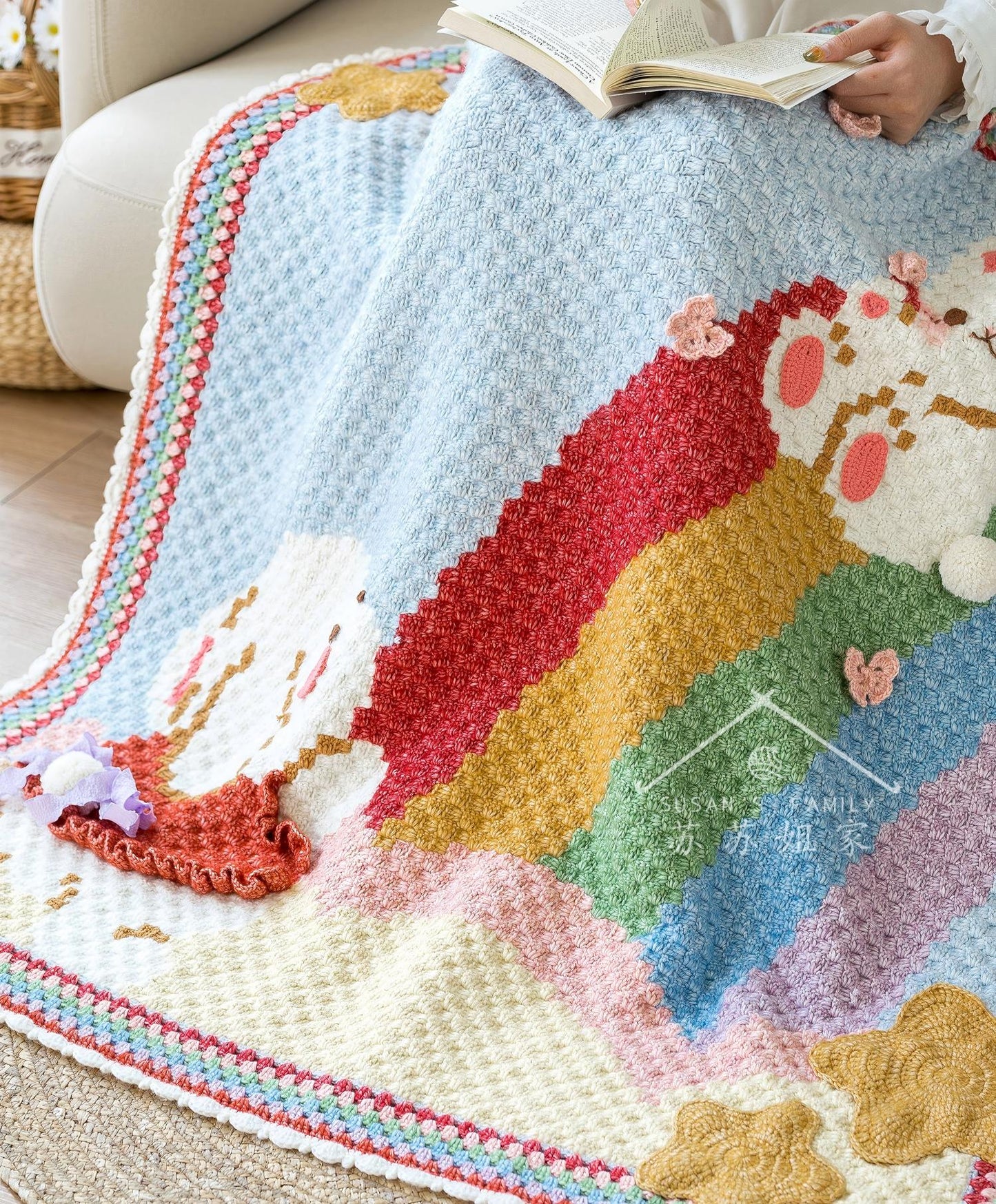 Rainbow Bunny Blanket Crochet Pattern