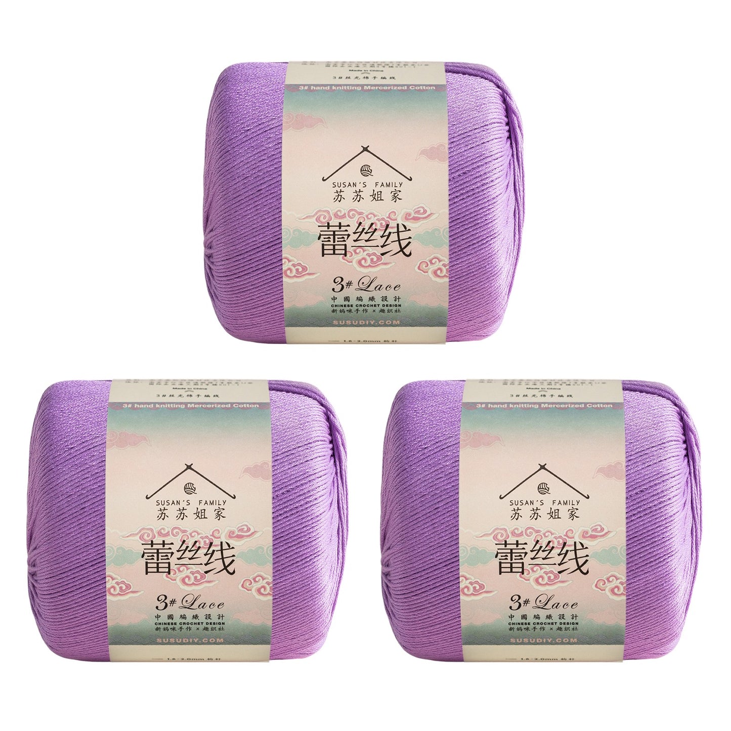 Susan's Family 3# Lace Yarn 3 Packs 【US Warehouse】