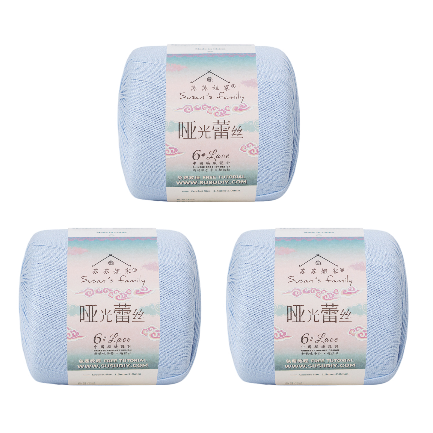 #6 Matte Cotton Lace Yarn  3 Pack【US Warehouse】