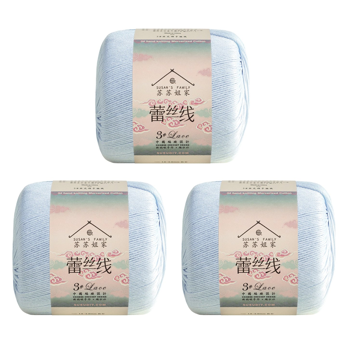 Susan's Family 3# Lace Yarn 3 Packs 【US Warehouse】