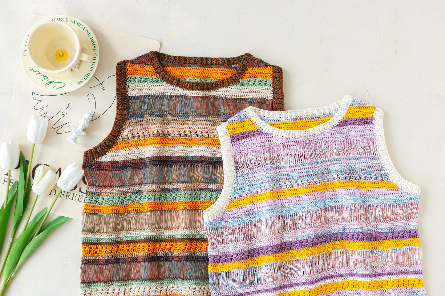 Striped Lace-Up Vest Crochet Pattern
