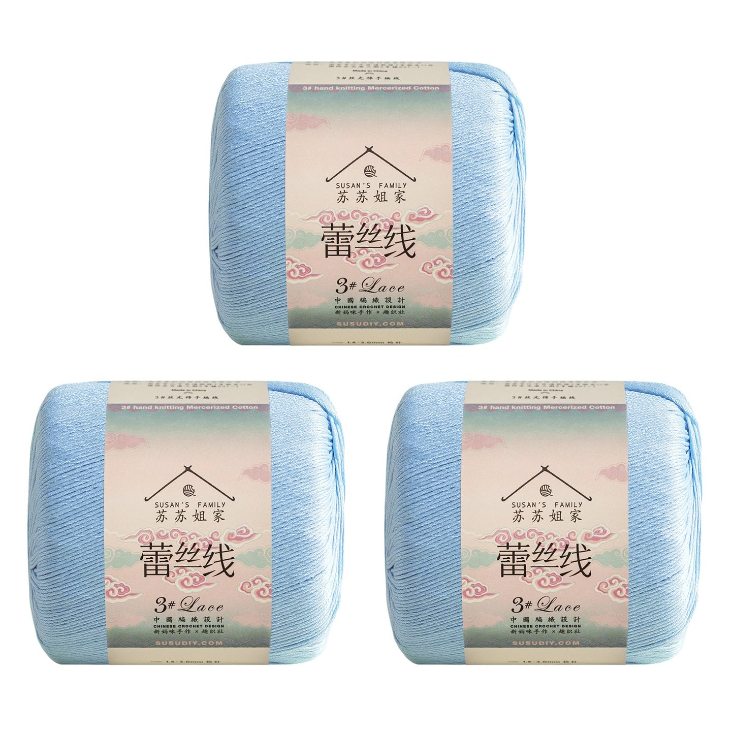 Susan's Family 3# Lace Yarn 3 Packs 【US Warehouse】