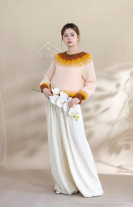 Leaf Yoke Sweater Crochet Pattern