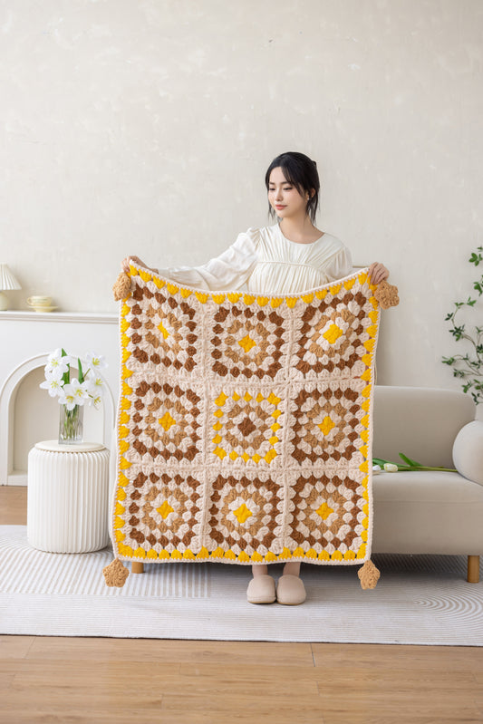 Puffy Square Throw Crochet Pattern
